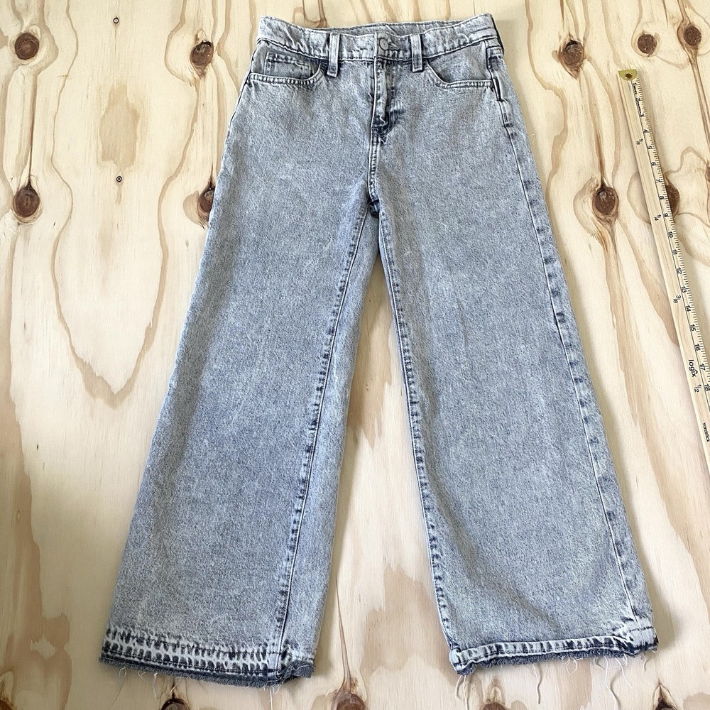 Old Navy Girls High Rise Baggy Wide Leg Denim Jeans Size 12 Gray Color